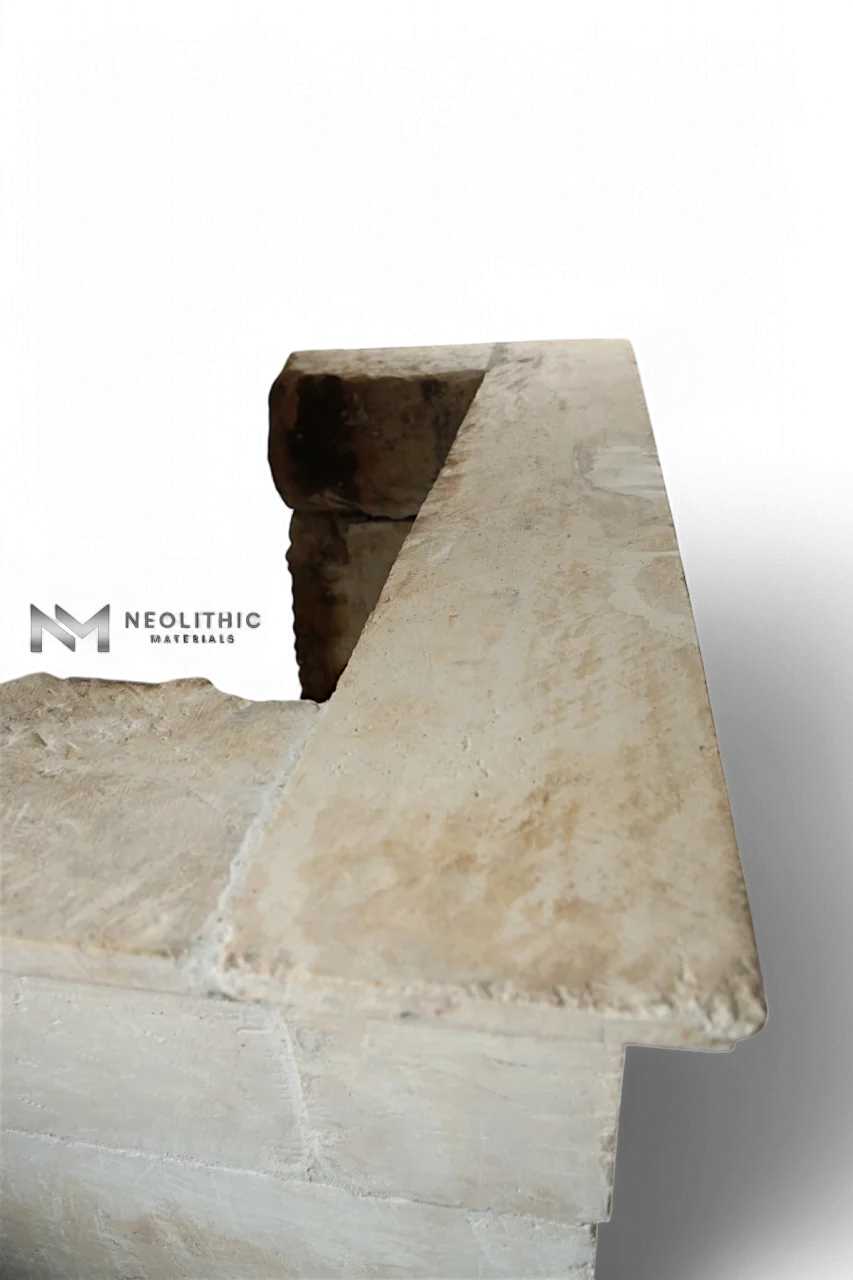 Mediterranean Limestone Fireplace Mantel - Image 6